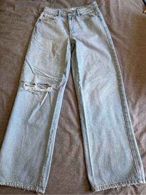 Garage Light Blue Distressed Wide Leg Jeans